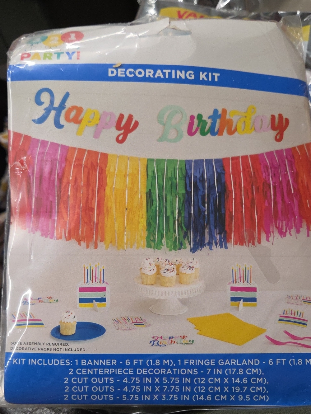 Party! Happy Birthday Rainbow Fringe Garland Decorating Kit
